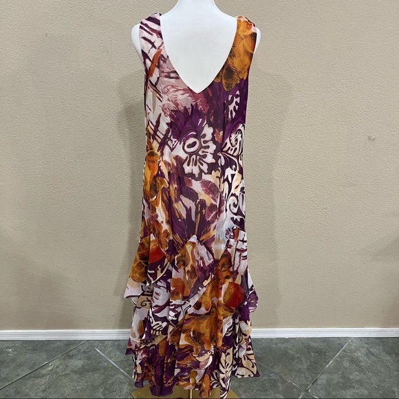 Vtg Y2K Robbie Bee Colorful Beaded Waterfall Hem Slip Dress Sz 8 Boho Fairy EUC - Picture 6 of 11